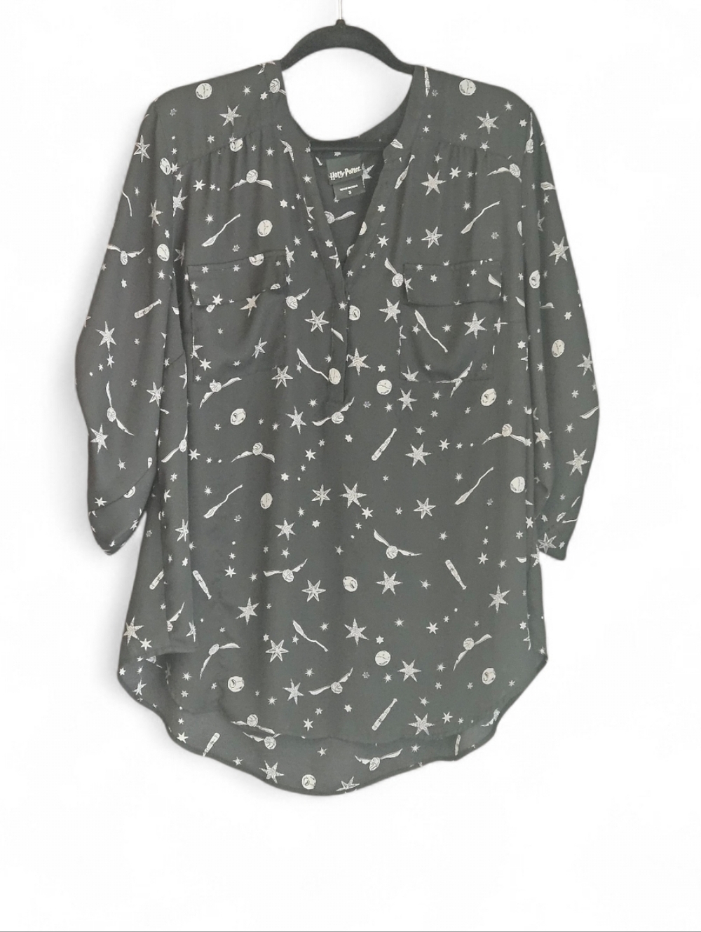 Torrid Harry Potter Harper Georgette Blouse Celestial Snitch Stars Size 3 3X